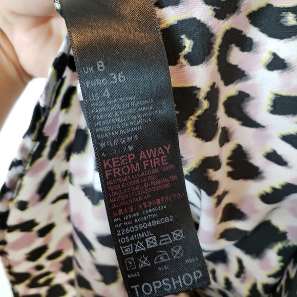 Topshop Pastel Purple + Yellow Leopard Print Sleeveless Mock Neck Size 4 Dress - Picture 6 of 8